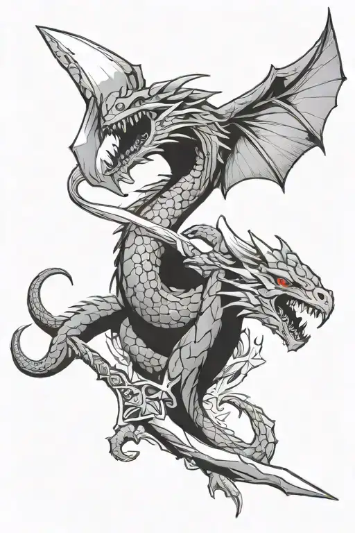 Wyvern And Dagger Intertwined