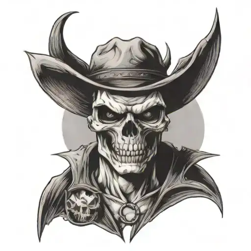 Bat Looking Forward Facing Cowboy Skull