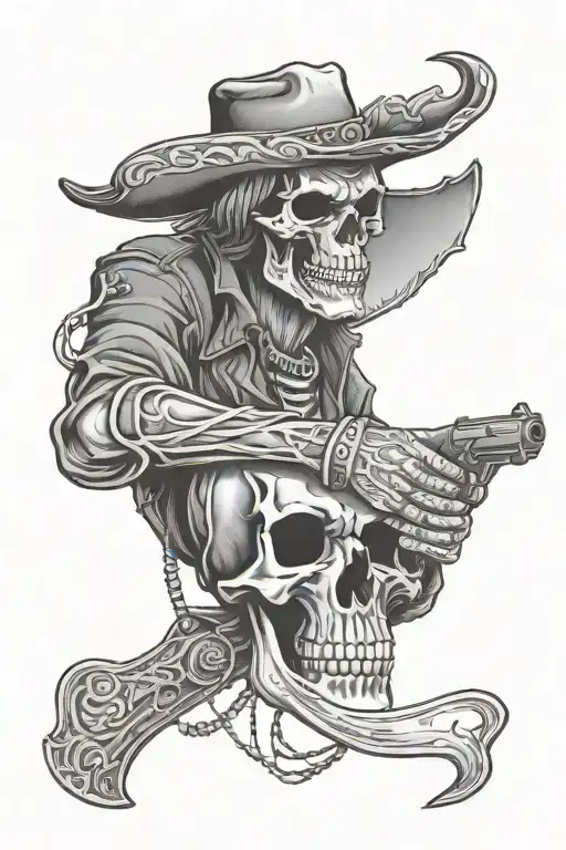 Skull Cowboy Holding The Dead Mans Hand
