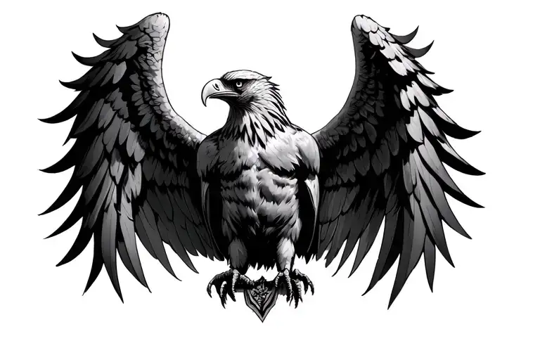 Sketched Evil Eagle Wings Spread Chest