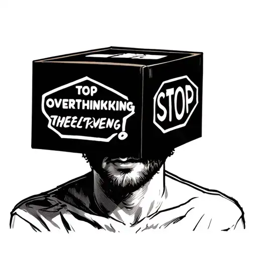 Man With Box On Head Saying Stop Overthinking