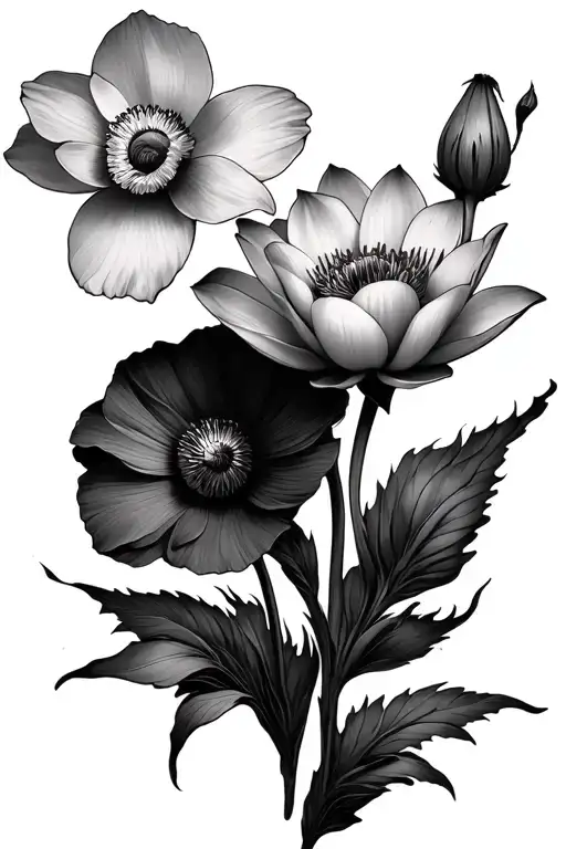 Poppy And Daffodil Water Lilly