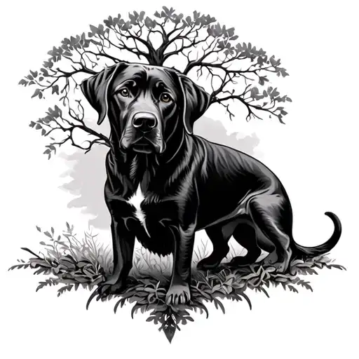 Gothic Family Tree And Labrador Retriever