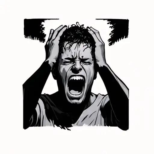 Man Screams In Pain Hands On Head