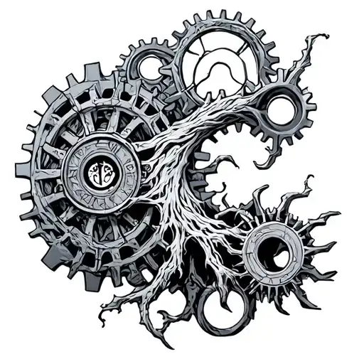 Yggdrasil And Gears Intertwined