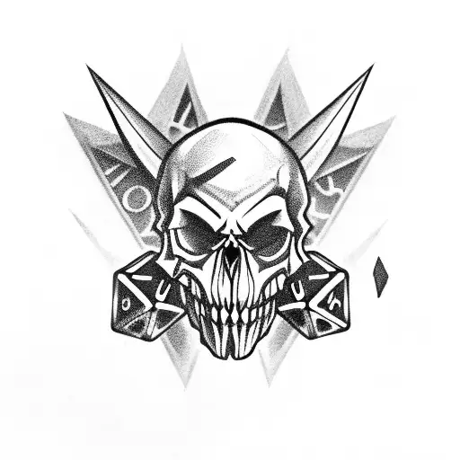 Evil Jester Skull With Dice