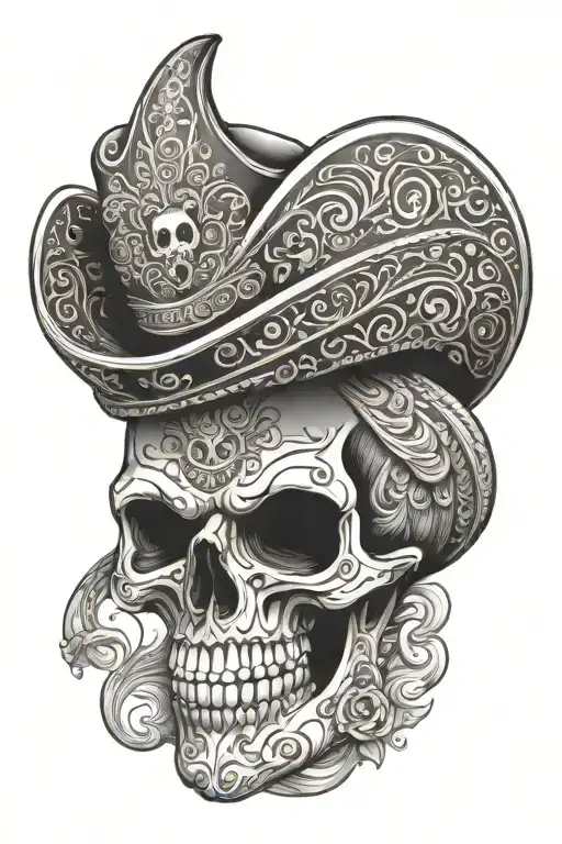 Skull With Sombrero Drinking A Beer