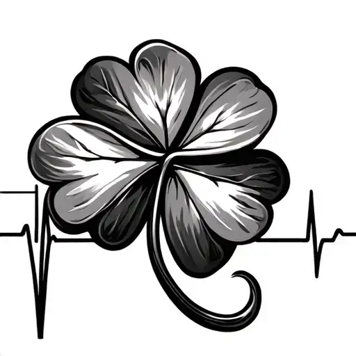 A Heartbeat Line Going Into A 4 Leaf Clover