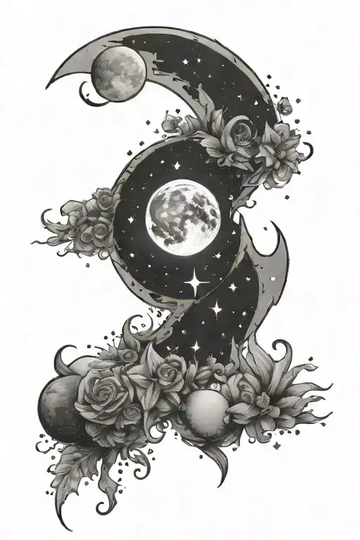 Moon Cycle With Stars Around It