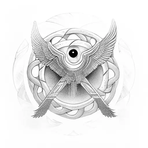 Isis Wings With Eye Of Horus And Ankh And Snakes In It