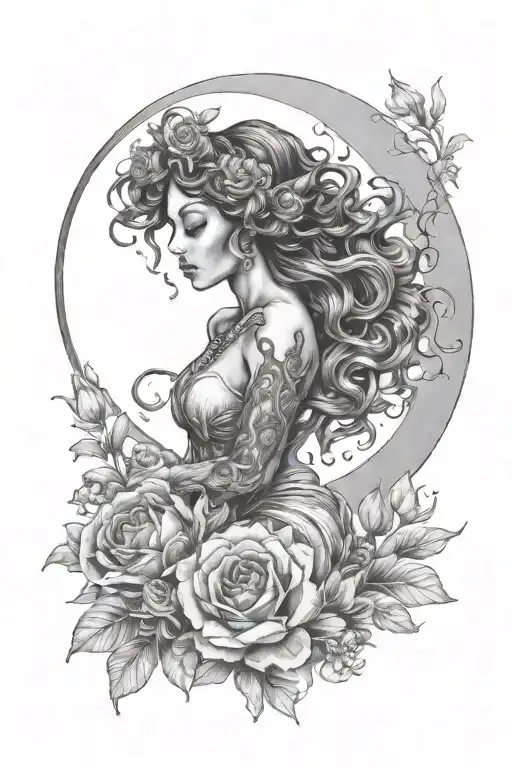 Moon Goddess Holding A Bouquet
