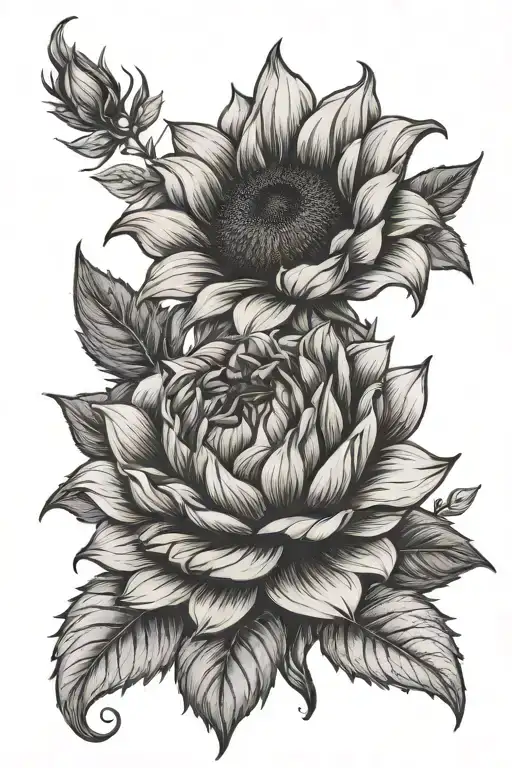 Sunflower And Roses Blooming