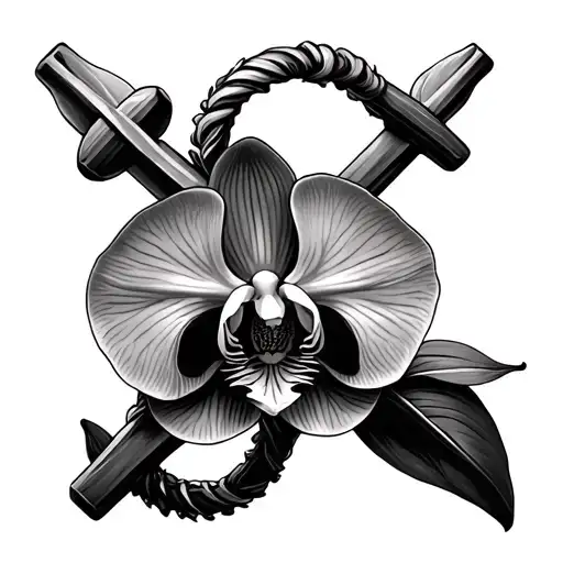 Orchid Behind Anchor Cross