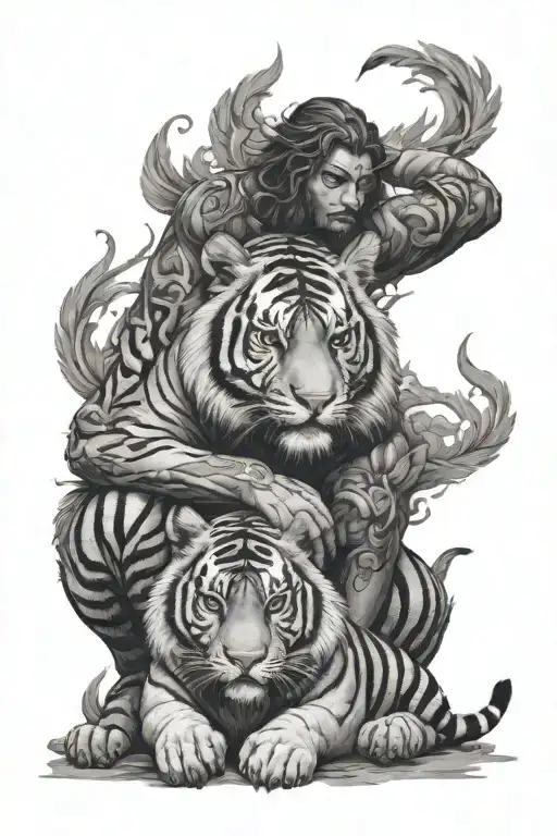 Kryshna And Tiger Surrounded
