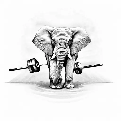 A Powerful Elephant Trunk Curling A Barbell