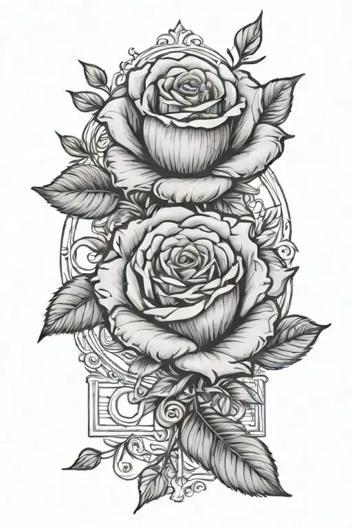 Roman Numerals With A Rose Behind It