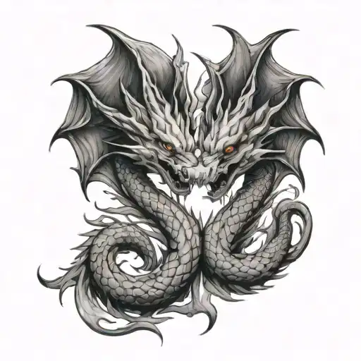 Two Headed Dragon Breathing Fire