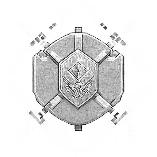 Pixelated Gaming Controller Surrounded By Military Insignia