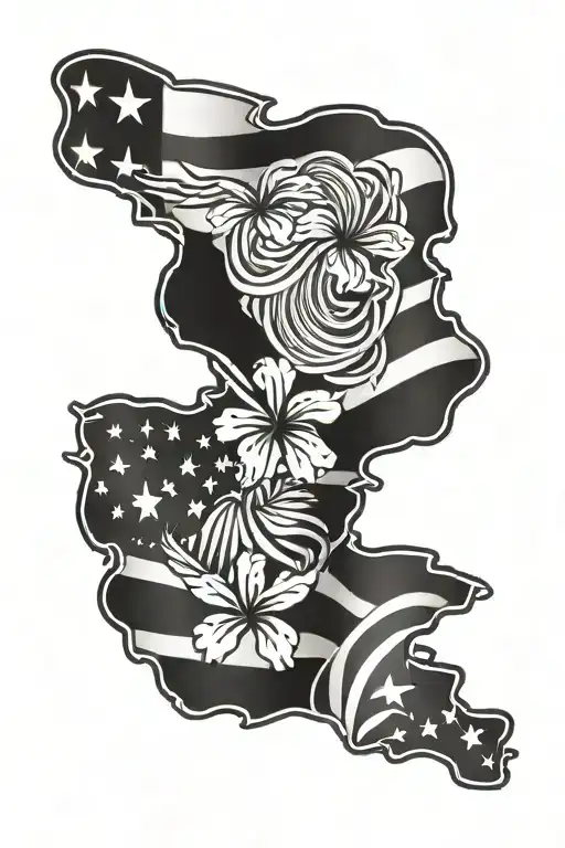 Usa Flag With Hawaiian