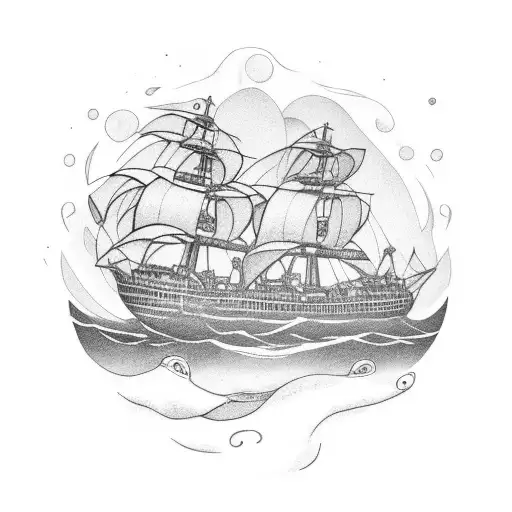 Giant Octopus Dragging A Ship Down