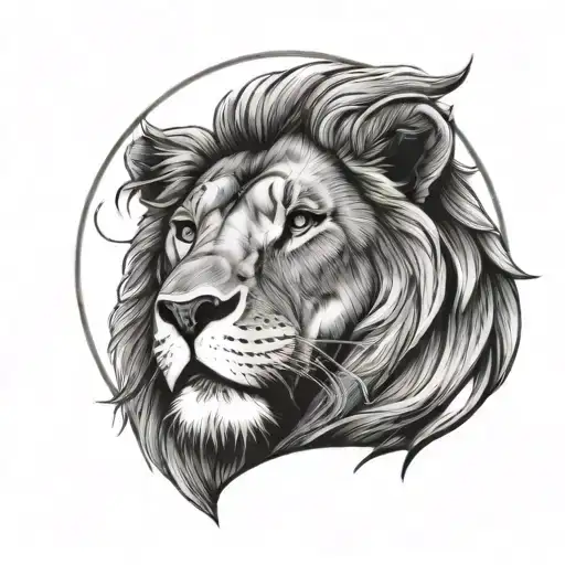 Lion Looking Up At The Moon