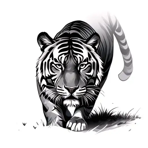 Tiger Walking Towards Bright Shining Full