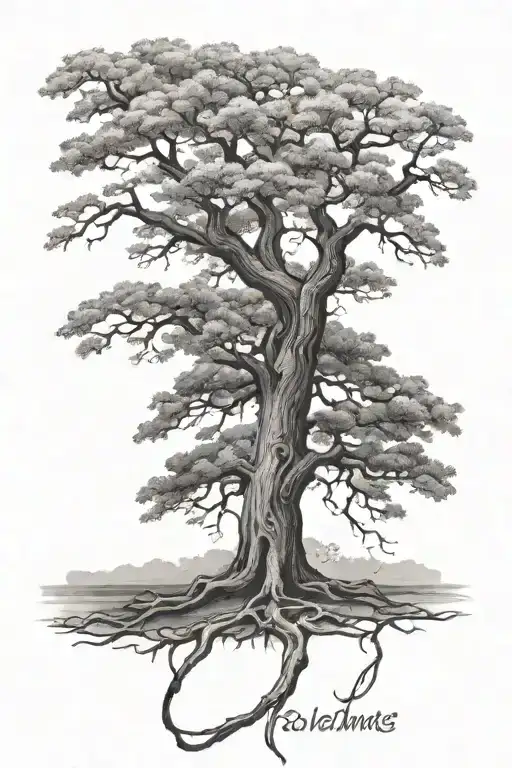 Oak Tree Greyscale Half Sleeve