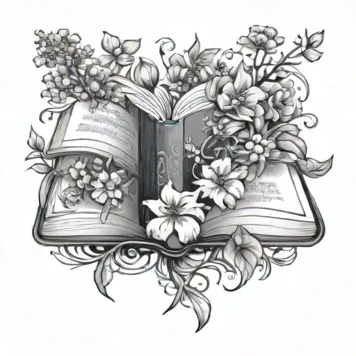 Book Surrounded By Birth Month Flowers Intertwined
