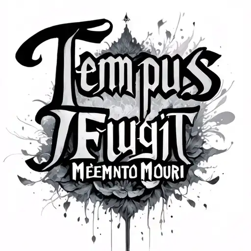Tempus Fugit Memento Mori Written With Surrounding Abstract Details