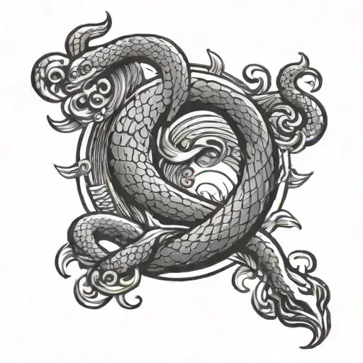 Philippine Three Stars Sun Setting Snake Wrapped Phoenix Ocean Waves