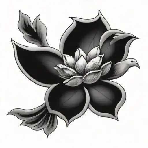 Lotus Flower Doves Flying