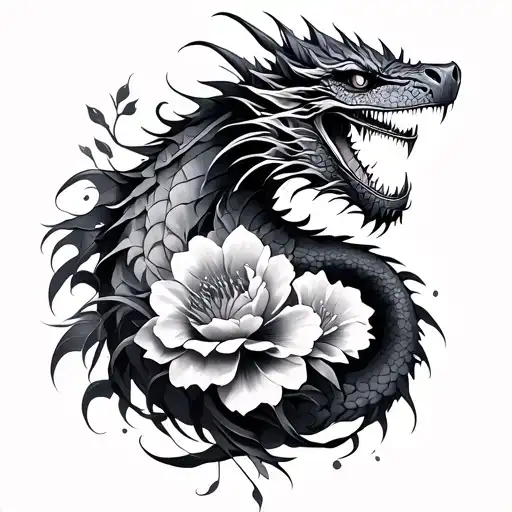 Game Of Thrones Esque Dragon And Flowers For Forearm