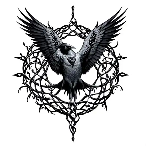 Celtic Motif Raven Tree Of Life