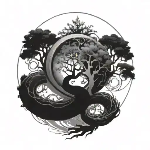 World Tree And World Serpent Wrapped Together