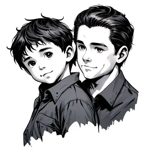 Manga Style Representing A Father And His Son