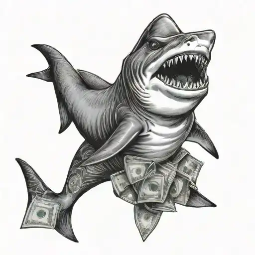 Shark Holding Money Standing Up Smoking Weed