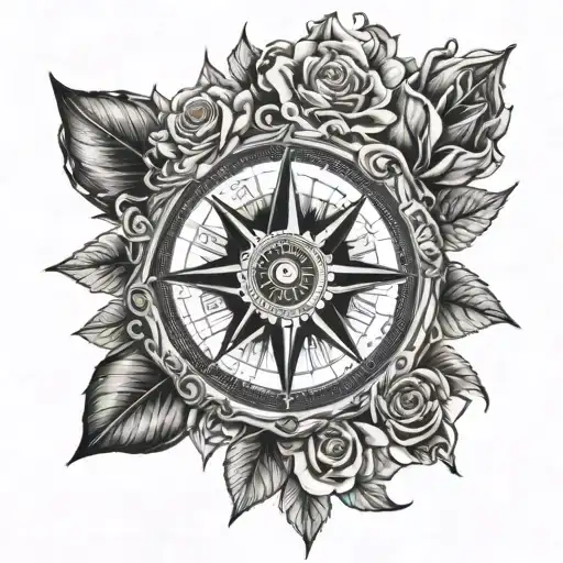Compass With Roses Blooming