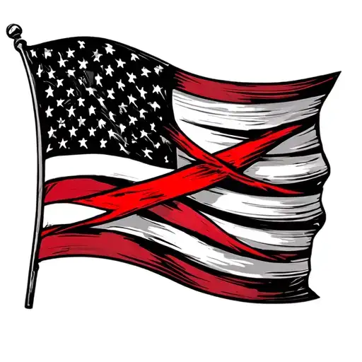 Firefighter Red Line Flag Intertwined Symbolizing The Client's Love