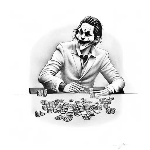 Create A Tattoo Featuring Messi Playing Poker With The Joker In The Colosseum