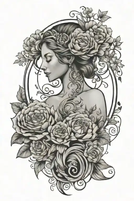 Virgo Zodiac Sign Mother Earth Continents With Flowers