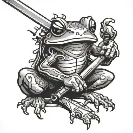 Samurai Tree Frog With A Sword