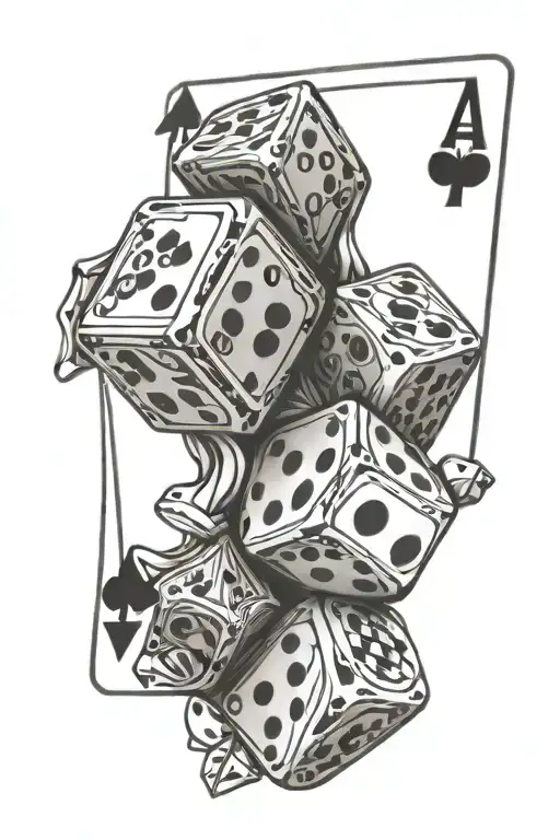 Dice Rolling Playing Cards Forming The Shape