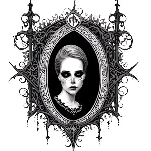 Gothic Arch Ways Tattooed On Thigh