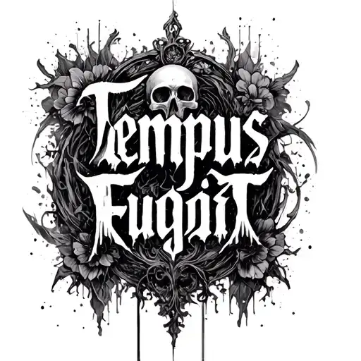 Tempus Fugit Memento Mori Written With Surrounding Abstract Details With No Skulls Or Dark Art
