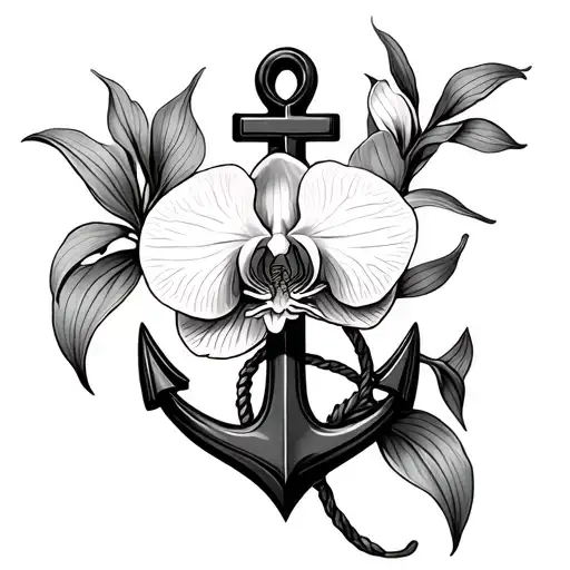 Orchid At The Back Of Anchor Cross