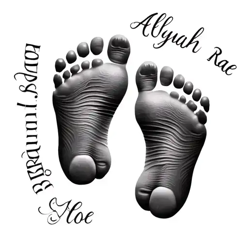 Baby Footprints With The Name Alaynah Rae