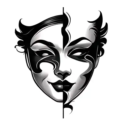 Theater Mask Split In Half Female