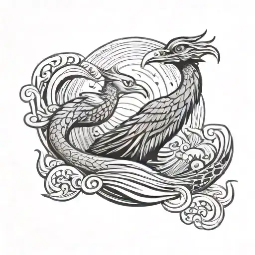 Philippines Threre Stars Philippine Sun Rising Phoenix Bird Ocean Wave Snake