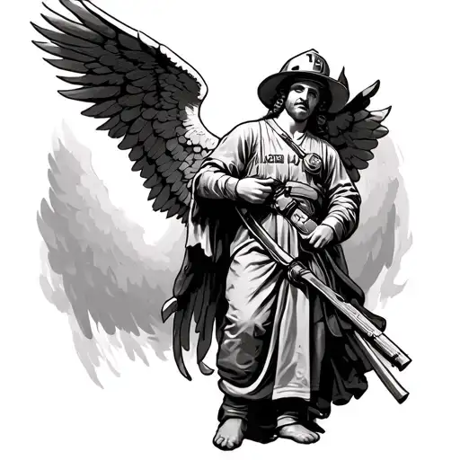 Archangel Gabriel Holding Halligan Fallen Firefighter