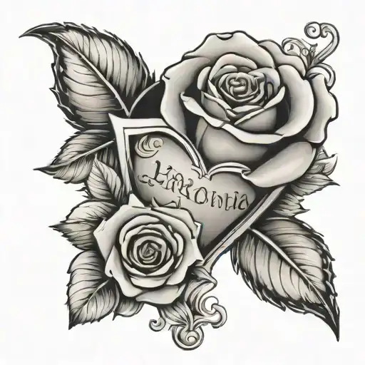 Rose And Heart With A Banner That Reads Larhonda In It